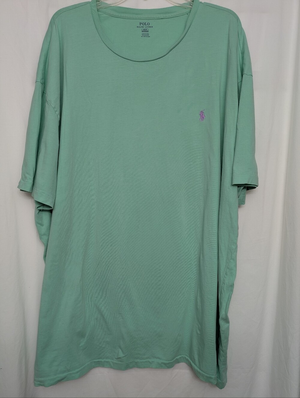Polo by Ralph Lauren Men's Mint Green Short Sleeve Tee with Purple Pony